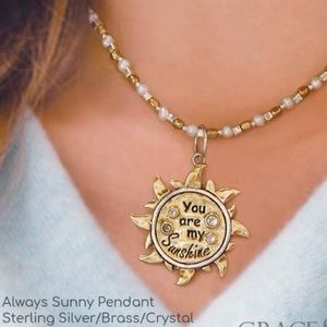 Grace & Heart G&H ALWAYS SUNNY Pendant .925 STERLING SILVER BRASS 1 1/2” L  NEW